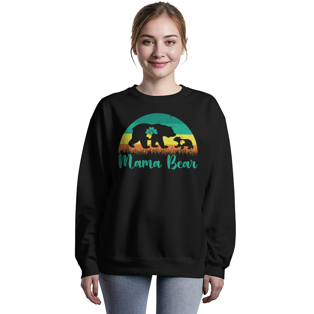 Mama Bear Crewneck Sweatshirt, Sunset Bear Gift