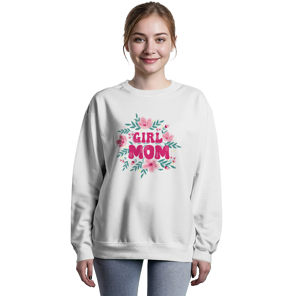 Girl Mom Crewneck Sweatshirt, Floral Mom Gift