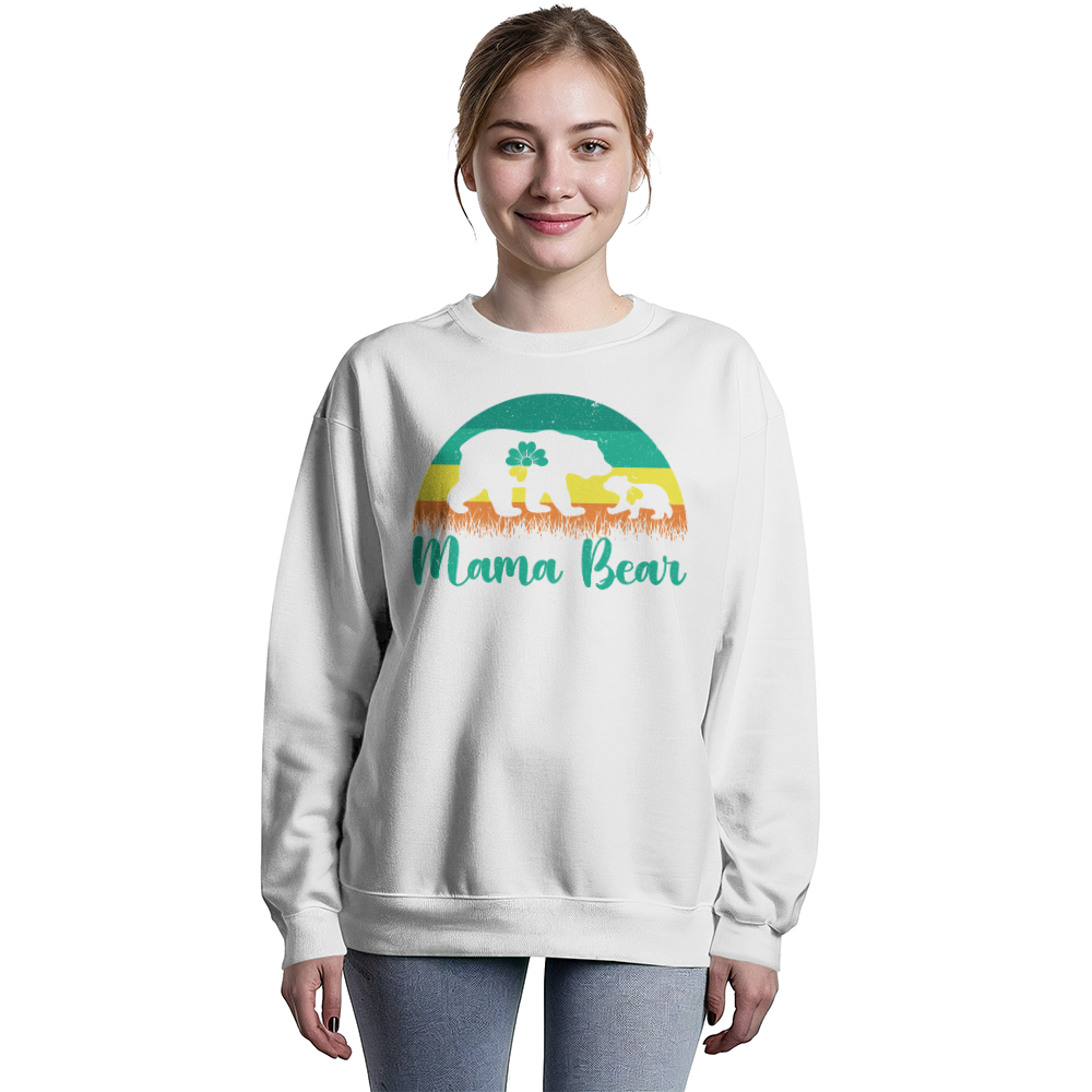 Mama Bear Crewneck Sweatshirt, Sunset Bear Gift