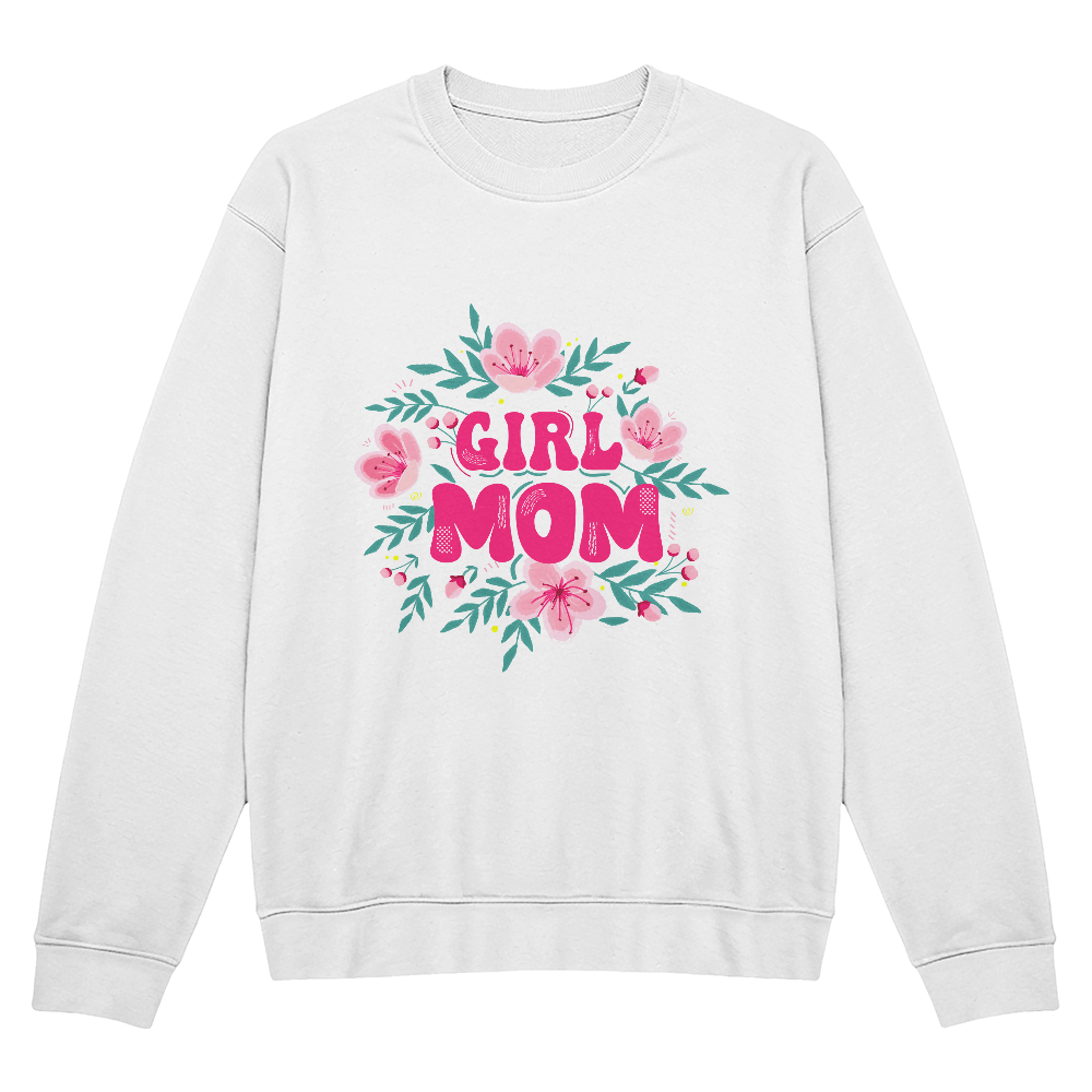 Girl Mom Crewneck Sweatshirt, Floral Mom Gift