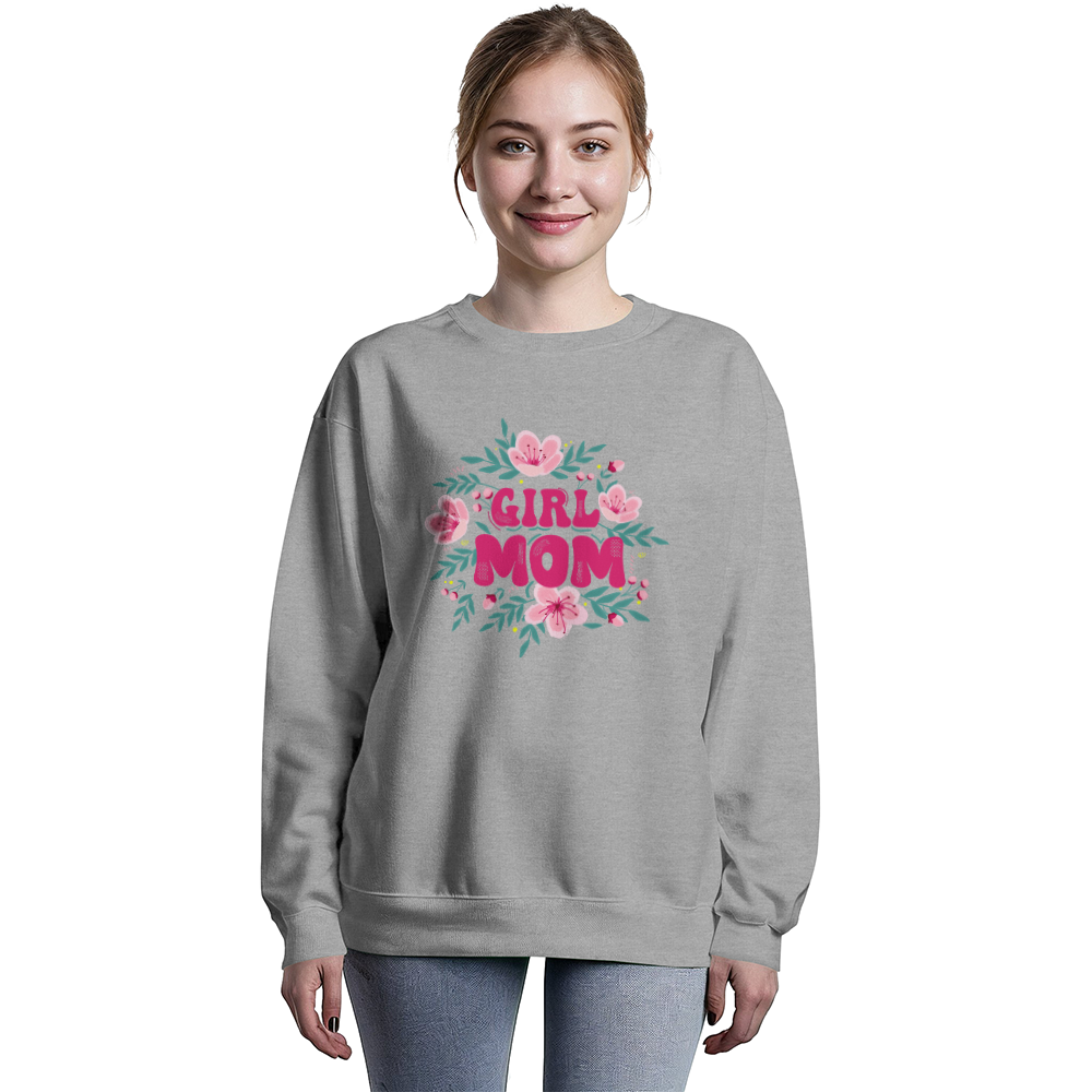 Girl Mom Crewneck Sweatshirt, Floral Mom Gift