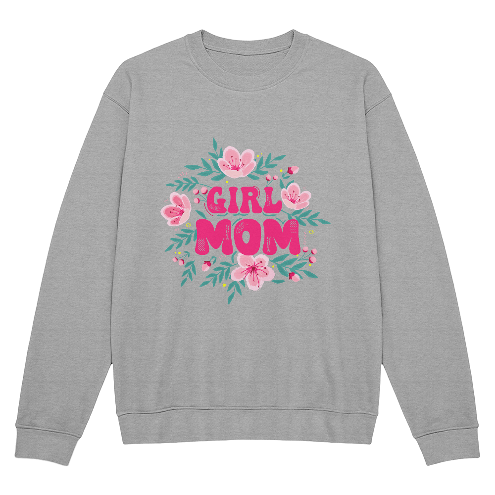 Girl Mom Crewneck Sweatshirt, Floral Mom Gift
