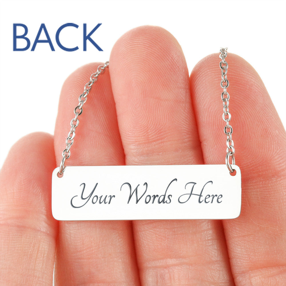 To My Daughter Horizontal Bar Necklace, Love Mom Gift