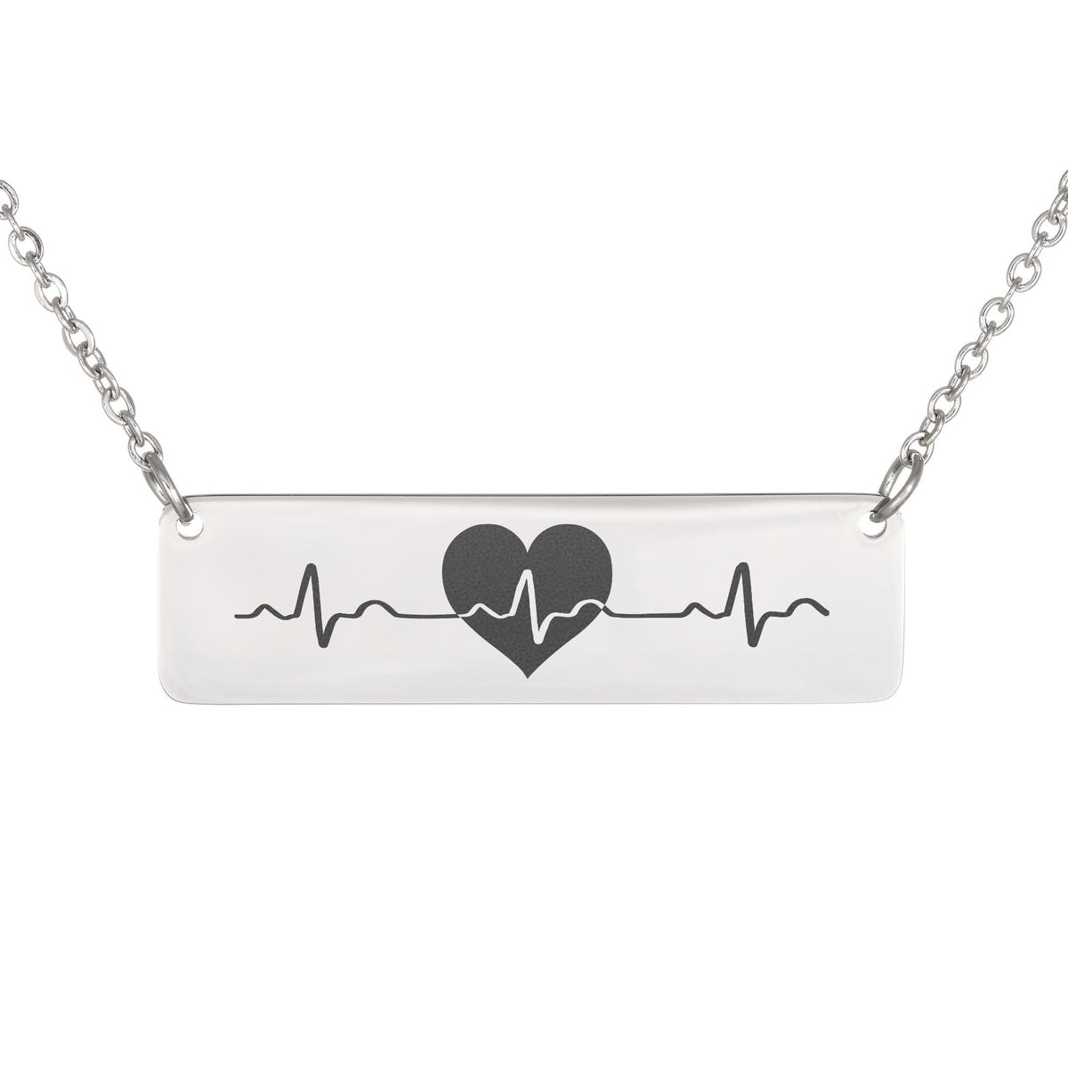 Heartbeat Horizontal Bar Necklace, Nurse Medical Gift