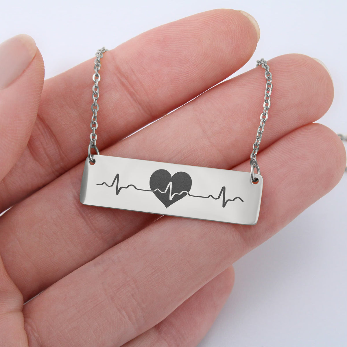 Heartbeat Horizontal Bar Necklace, Nurse Medical Gift