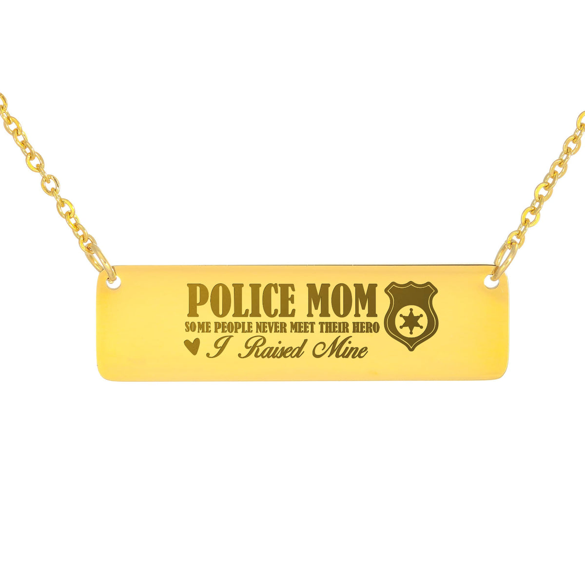 Police Mom Horizontal Bar Necklace, I Raised My Hero Gift