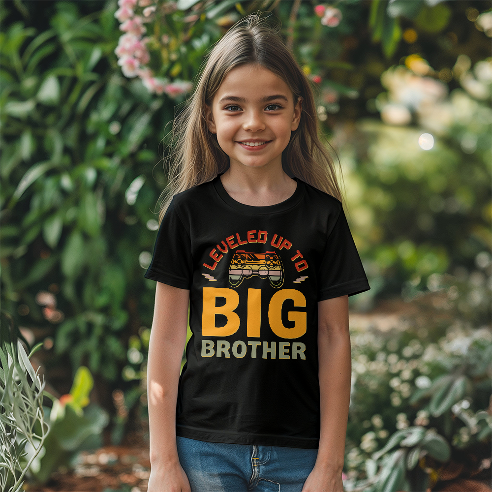 Leveled Up To Big Brother Youth T-Shirt, Gamer Shirt