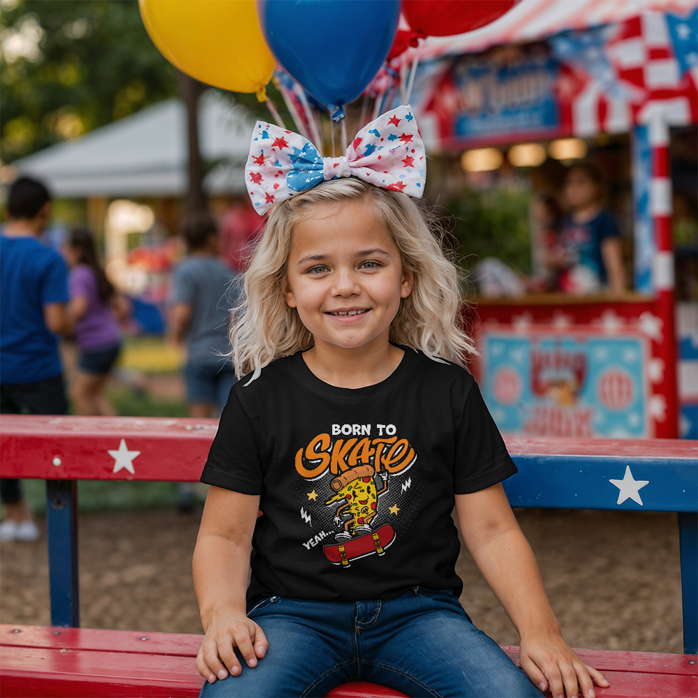 Born To Skate Youth T-Shirt, Funny Pizza Skateboard Shirt