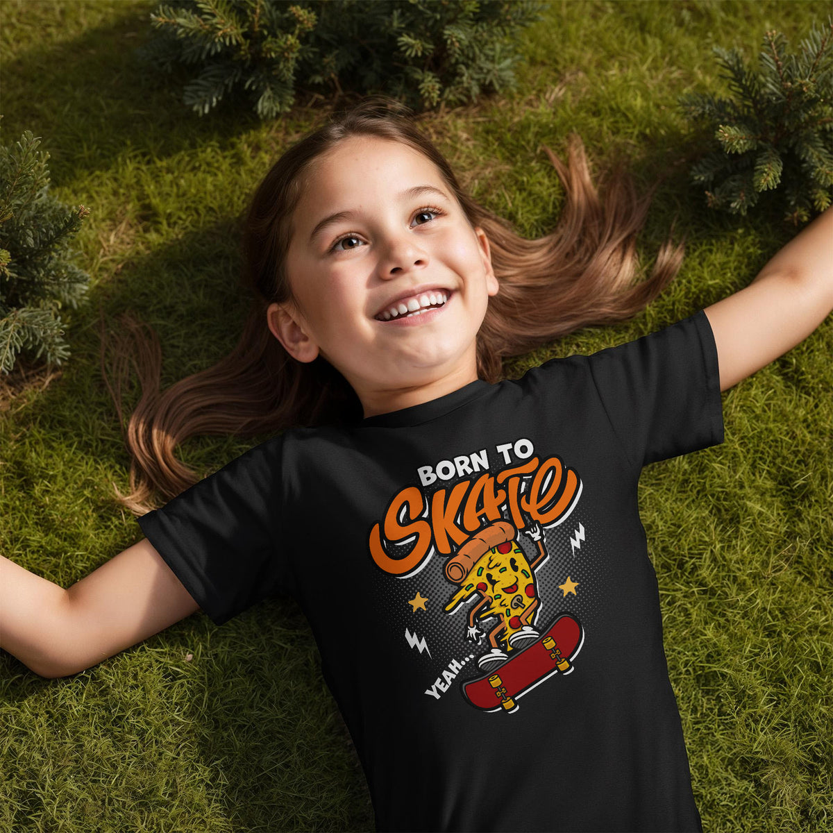 Born To Skate Youth T-Shirt, Funny Pizza Skateboard Shirt