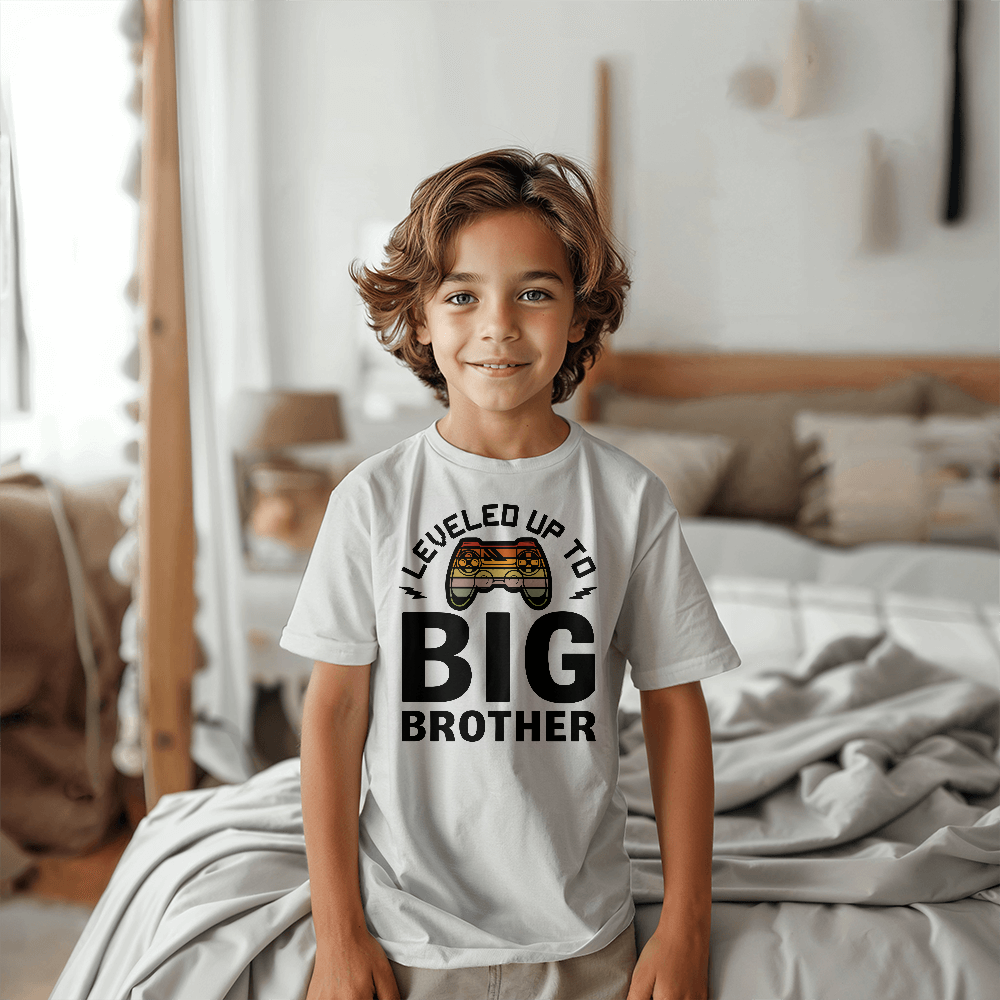 Leveled Up To Big Brother Youth T-Shirt, Gamer Shirt