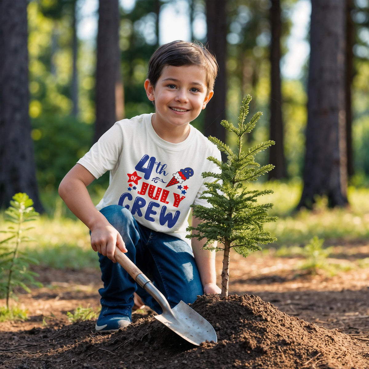 4th Of July Crew Youth T-Shirt, Patriotic Kids Shirt