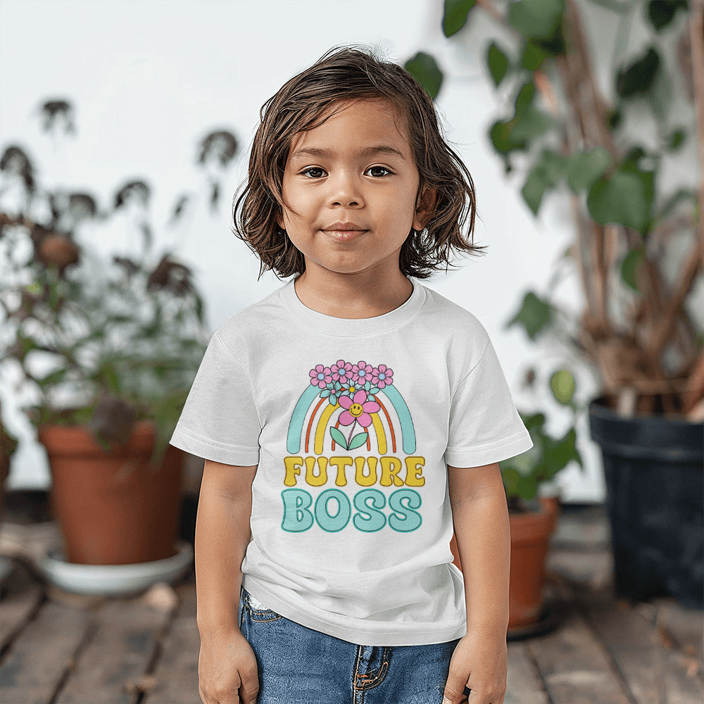 Future Boss Toddler T-Shirt, Rainbow Flower Shirt