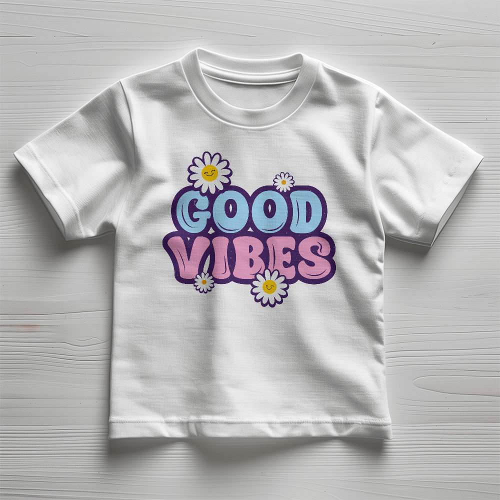 Good Vibes Toddler T-Shirt, Retro Daisy Shirt