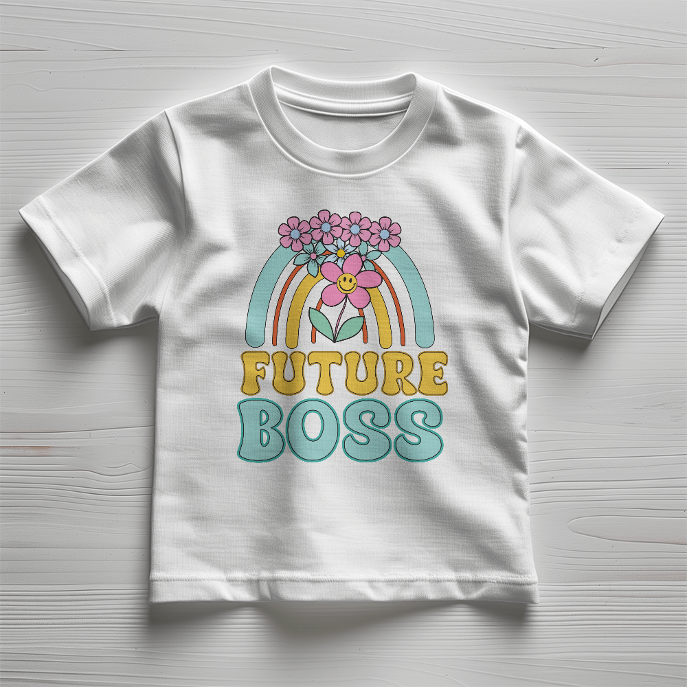 Future Boss Toddler T-Shirt, Rainbow Flower Shirt