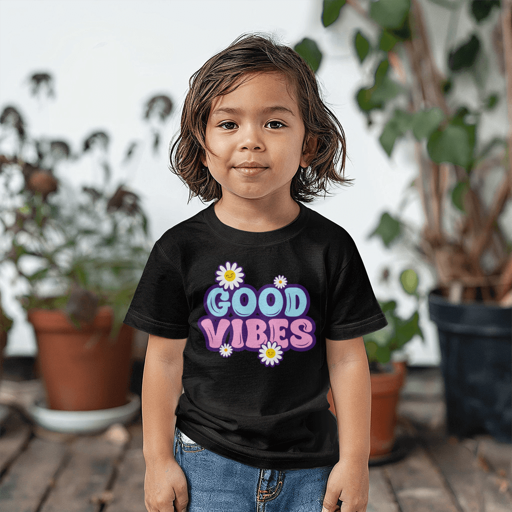 Good Vibes Toddler T-Shirt, Retro Daisy Shirt