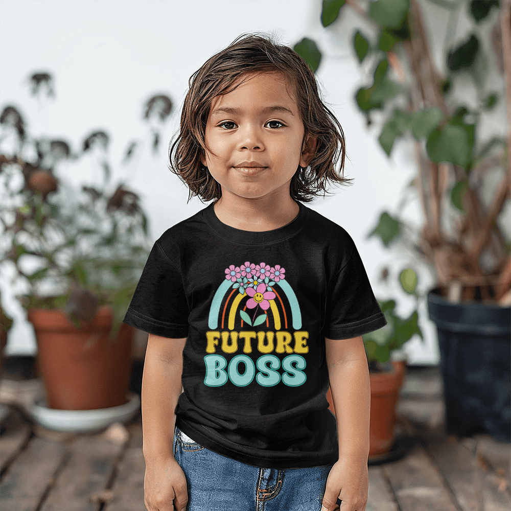 Future Boss Toddler T-Shirt, Rainbow Flower Shirt