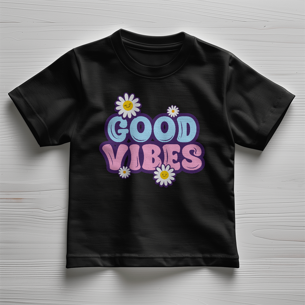 Good Vibes Toddler T-Shirt, Retro Daisy Shirt