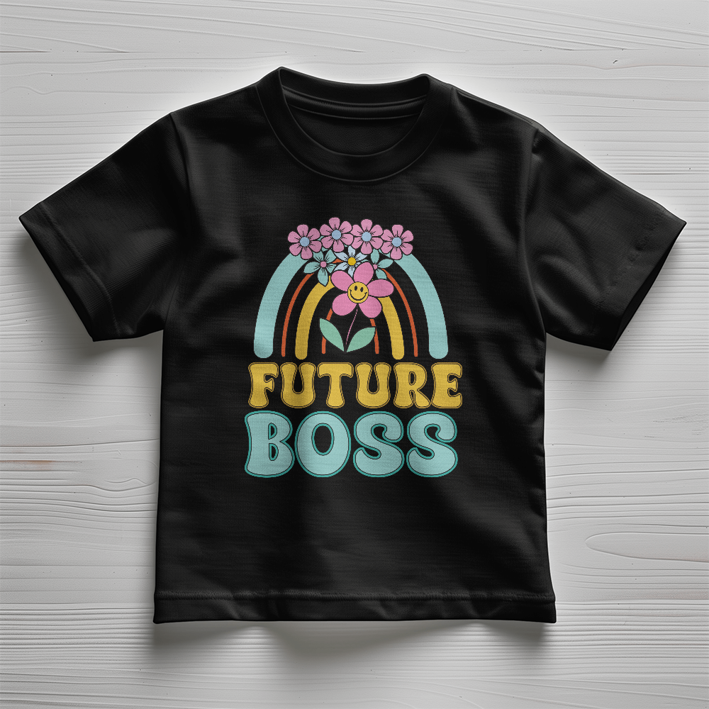 Future Boss Toddler T-Shirt, Rainbow Flower Shirt