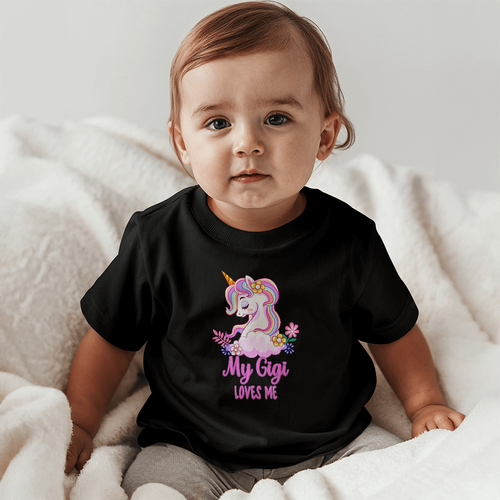 My Gigi Loves Me Baby T-Shirt, Unicorn Baby Gift