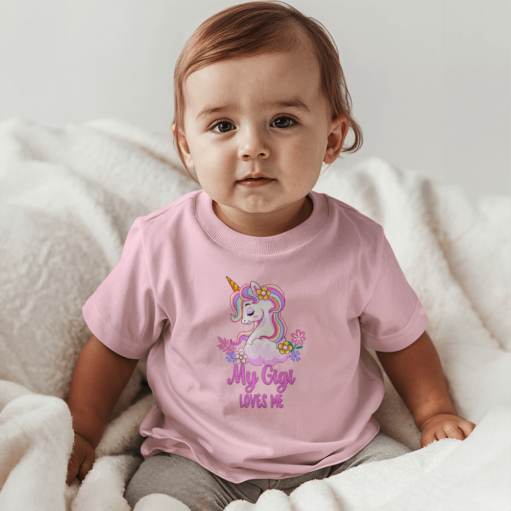 My Gigi Loves Me Baby T-Shirt, Unicorn Baby Gift