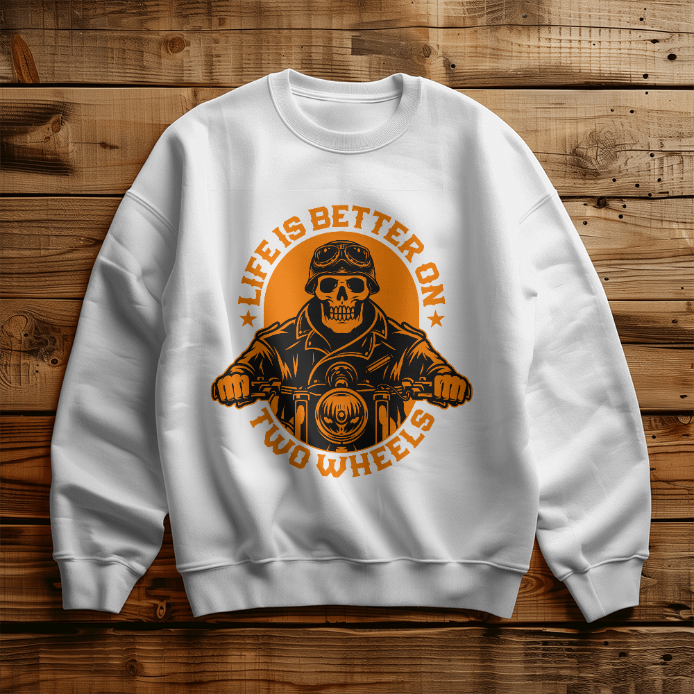 Life Is Better On Two Wheels — Gildan 18000 Crewneck Sweatshirt