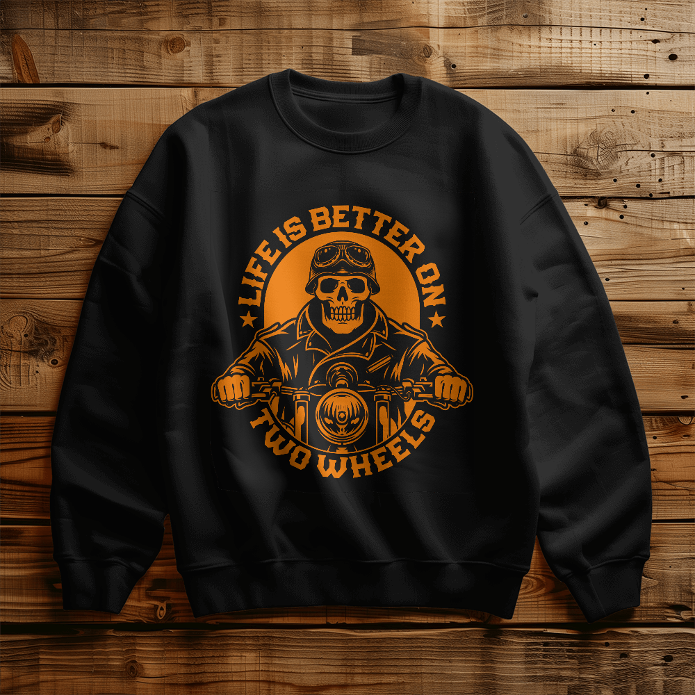 Life Is Better On Two Wheels — Gildan 18000 Crewneck Sweatshirt