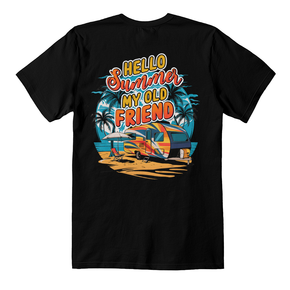 Hello Summer My Old Friend T-Shirt, Camper Back Print