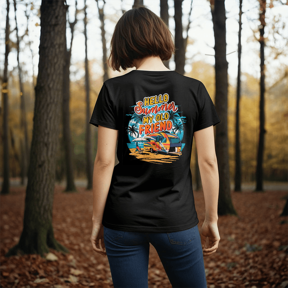 Hello Summer My Old Friend T-Shirt, Camper Back Print