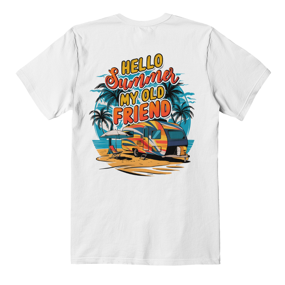 Hello Summer My Old Friend T-Shirt, Camper Back Print