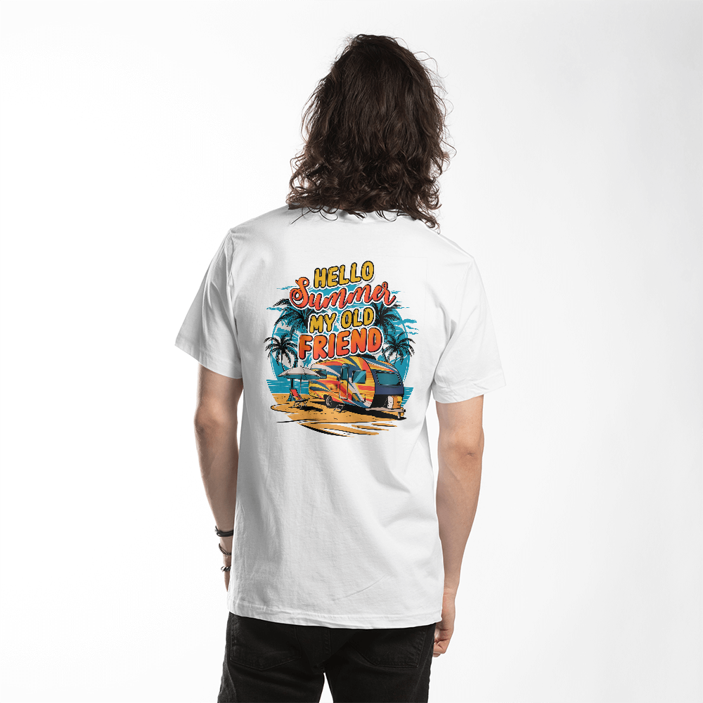 Hello Summer My Old Friend T-Shirt, Camper Back Print