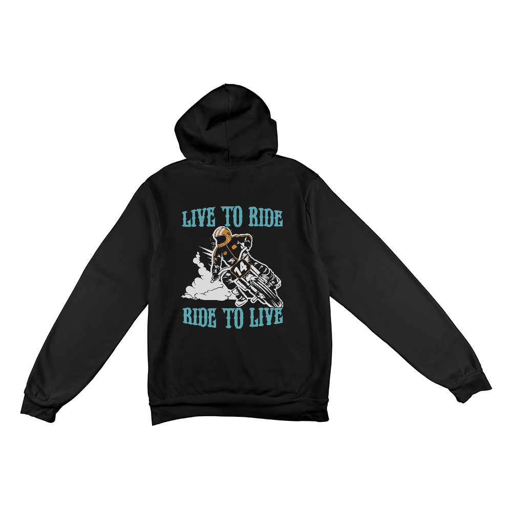 Live To Ride Ride To Live Hoodie, Biker Back Print