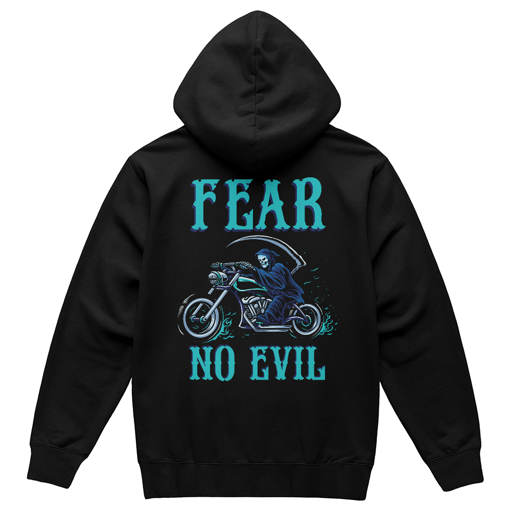 Fear No Evil Hoodie, Reaper Biker Back Print