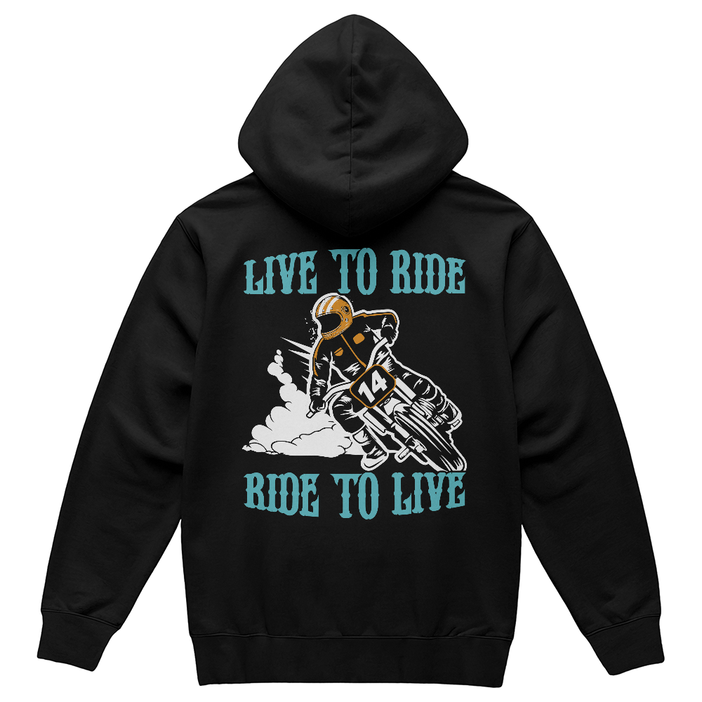 Live To Ride Ride To Live Hoodie, Biker Back Print