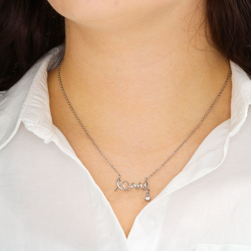 To My Grandma Necklace - Scripted Love Pendant with Message Card, Funny Christmas Gift for Grandma from Grandkids