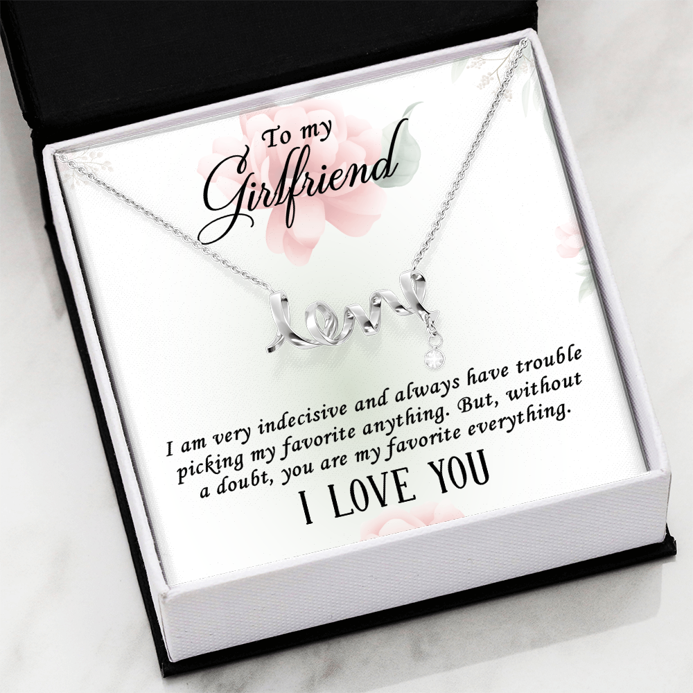 To My Girlfriend Scripted Love Necklace, Favorite Everything Card Gift