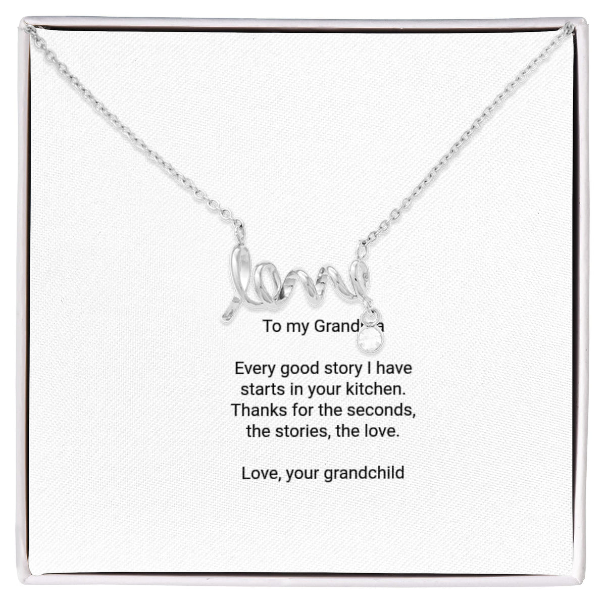 To My Grandma Necklace - Scripted Love Pendant with Message Card, Funny Christmas Gift for Grandma from Grandkids