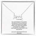 To My Sister Necklace - Scripted Love Pendant with Message Card, Funny Christmas Gift for Sister