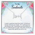To My Soulmate Scripted Love Necklace, Floral Card Gift