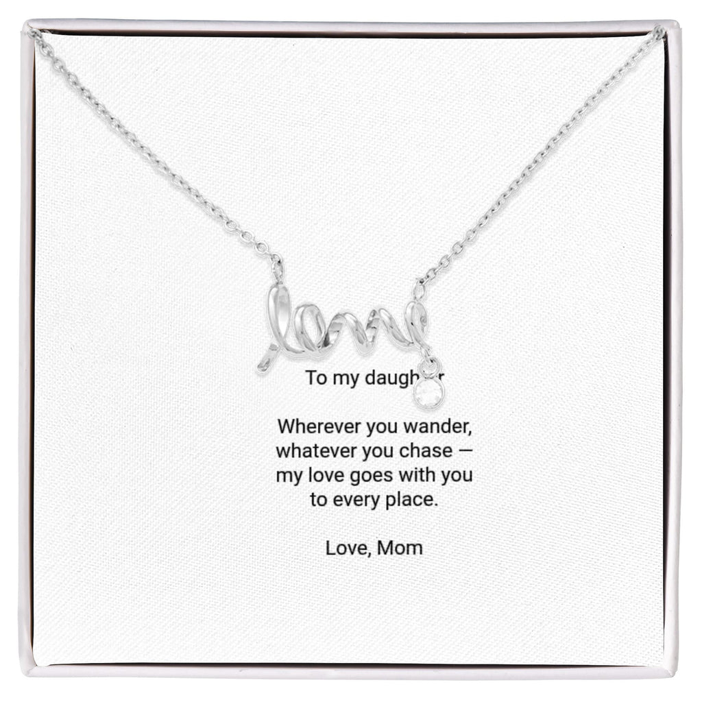 To My Daughter Necklace - Scripted Love Pendant with Message Card, Christmas Gift for Daughter from Mom