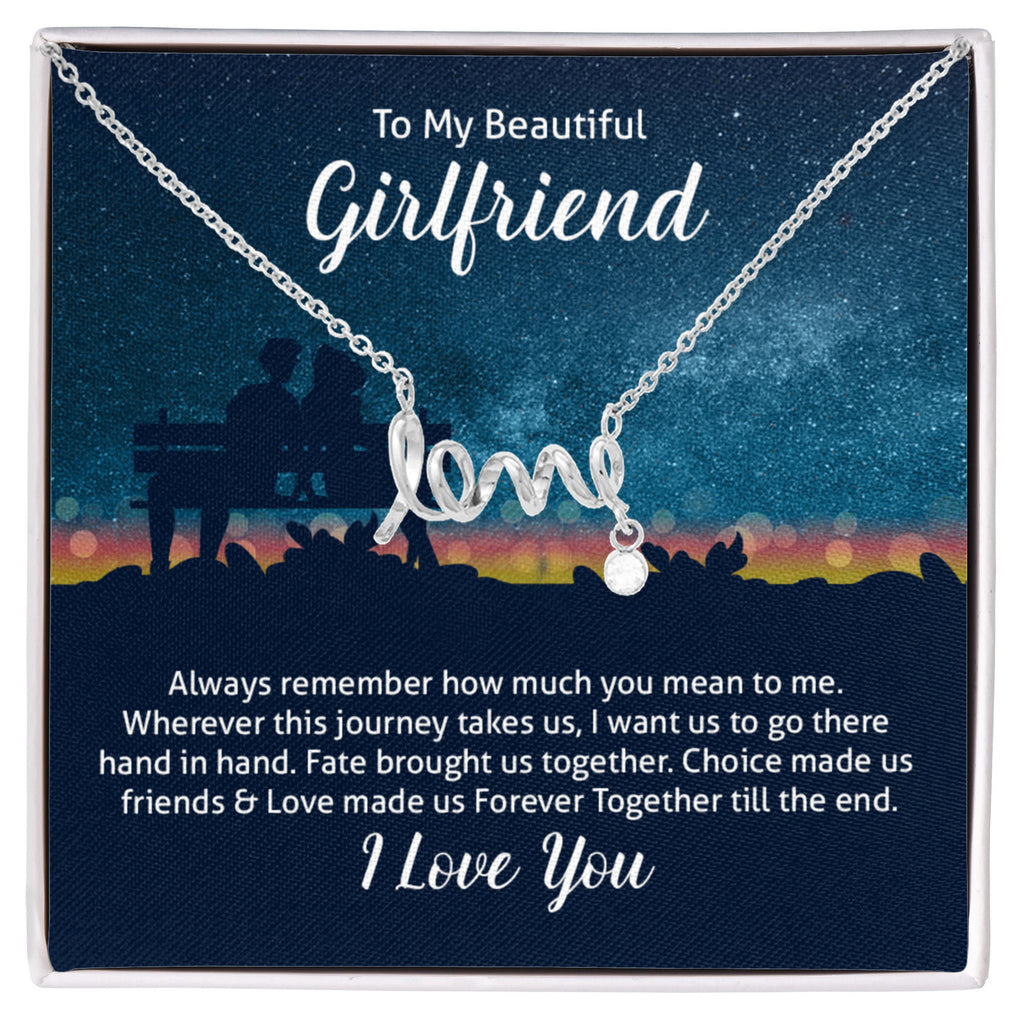 To My Beautiful Girlfriend Scripted Love Necklace, Starry Night Card Gift