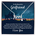 To My Beautiful Girlfriend Scripted Love Necklace, Starry Night Card Gift