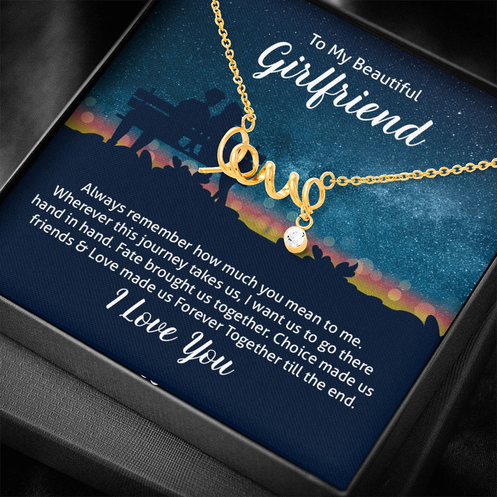 To My Beautiful Girlfriend Scripted Love Necklace, Starry Night Card Gift