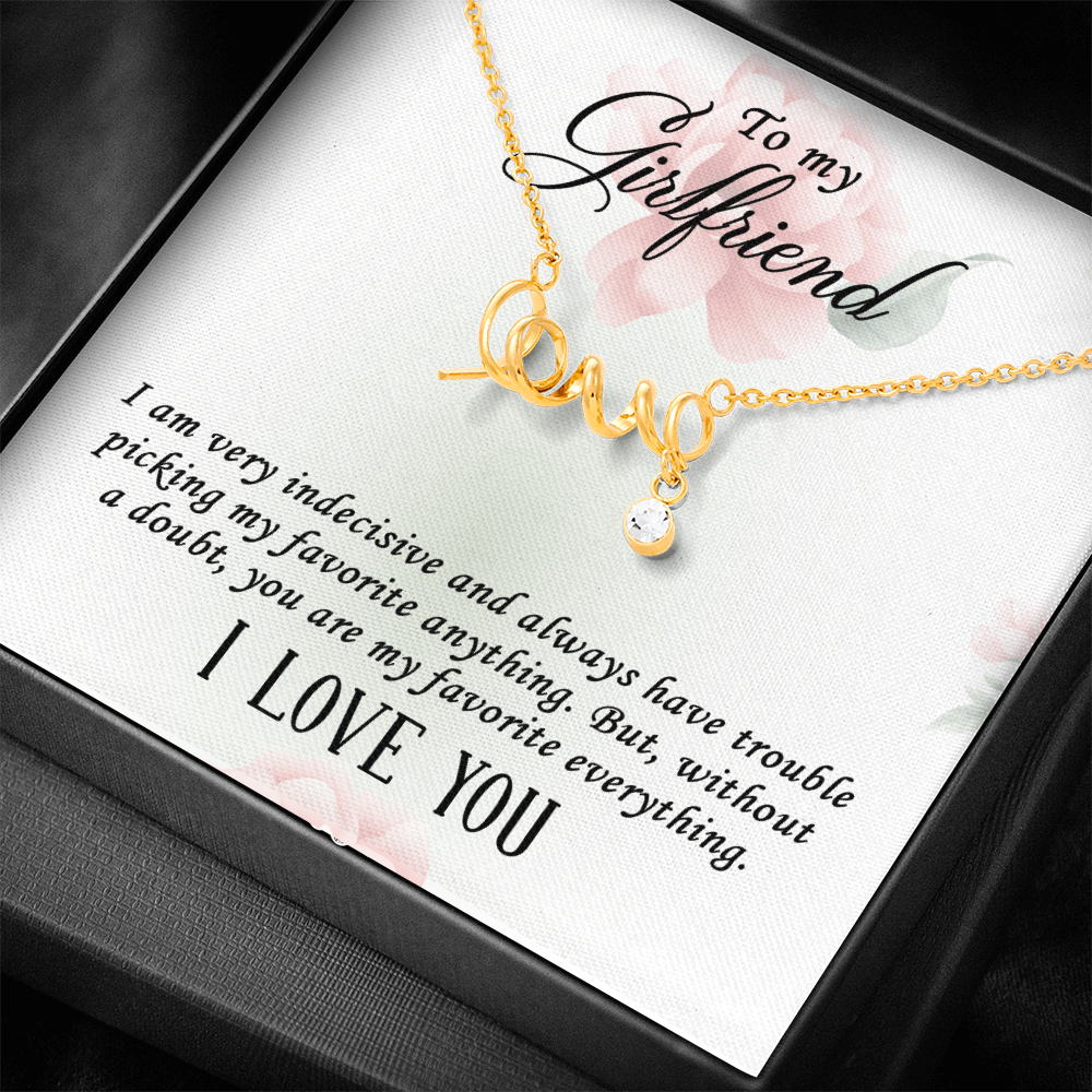 To My Girlfriend Scripted Love Necklace, Favorite Everything Card Gift