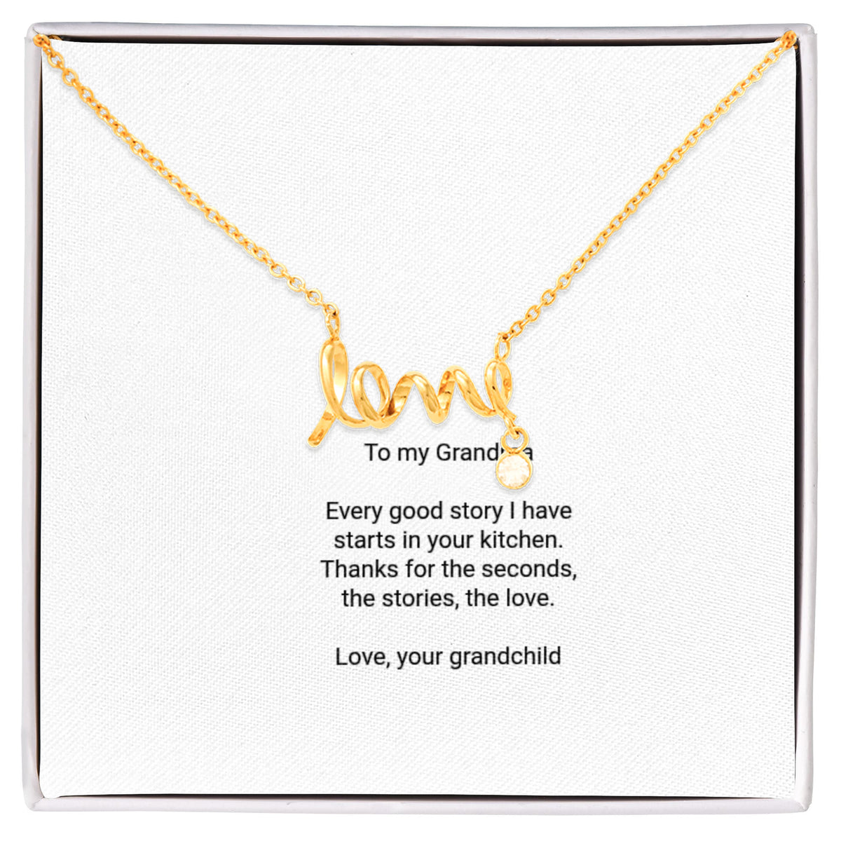 To My Grandma Necklace - Scripted Love Pendant with Message Card, Funny Christmas Gift for Grandma from Grandkids