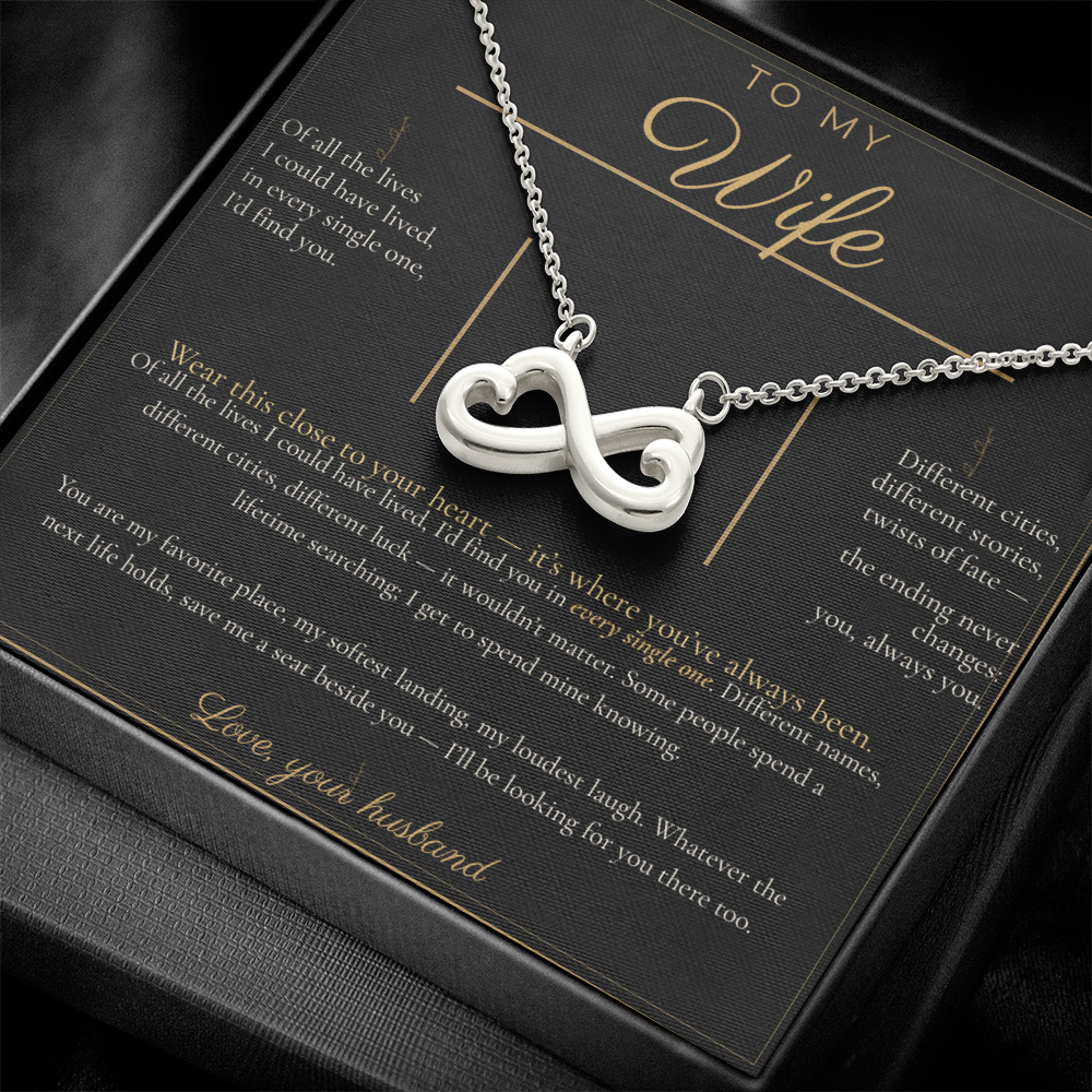 To My Wife Necklace - Everlasting Love Pendant with Message Card, Romantic Christmas Gift for Wife