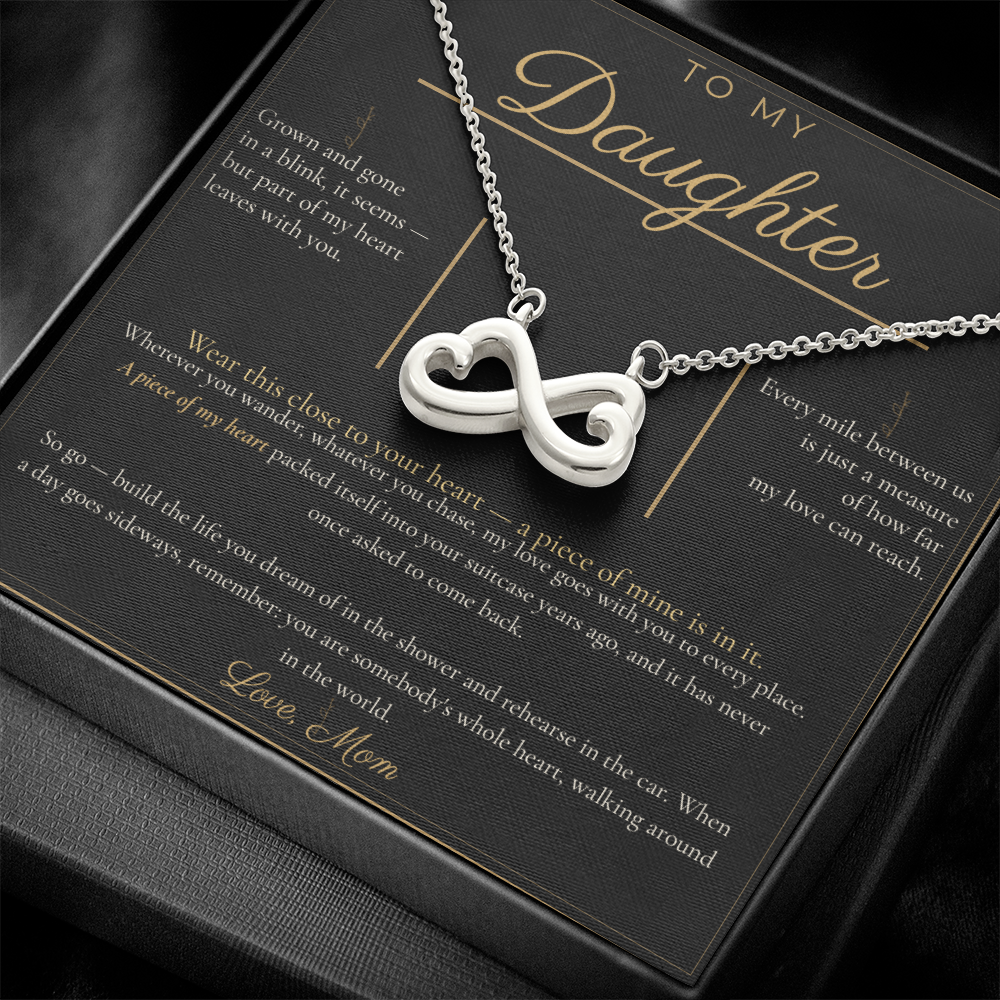 To My Daughter Necklace - Everlasting Love Pendant with Message Card, Christmas Gift for Daughter from Mom