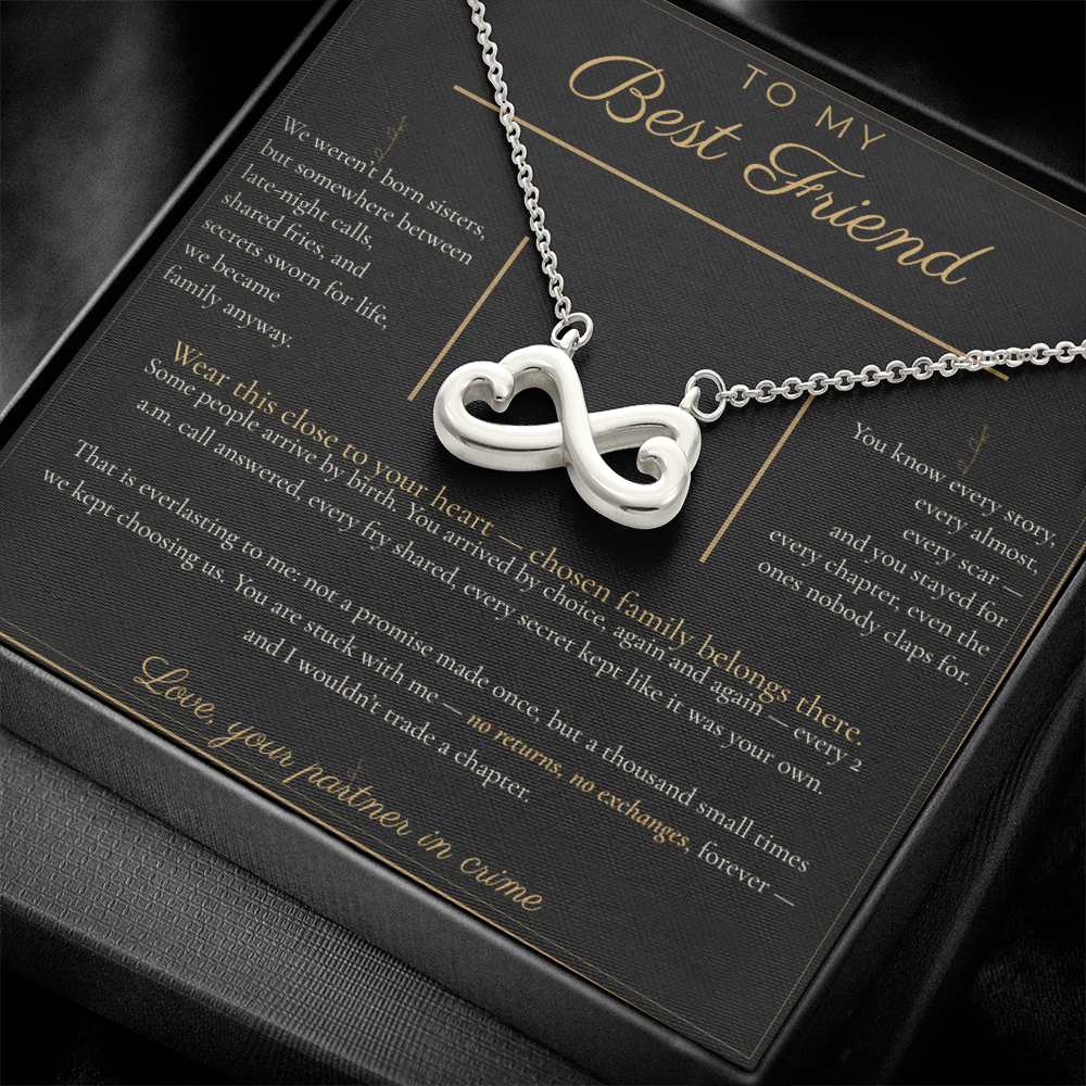 To My Best Friend Necklace - Everlasting Love Pendant with Message Card, Funny Christmas Gift for Best Friend