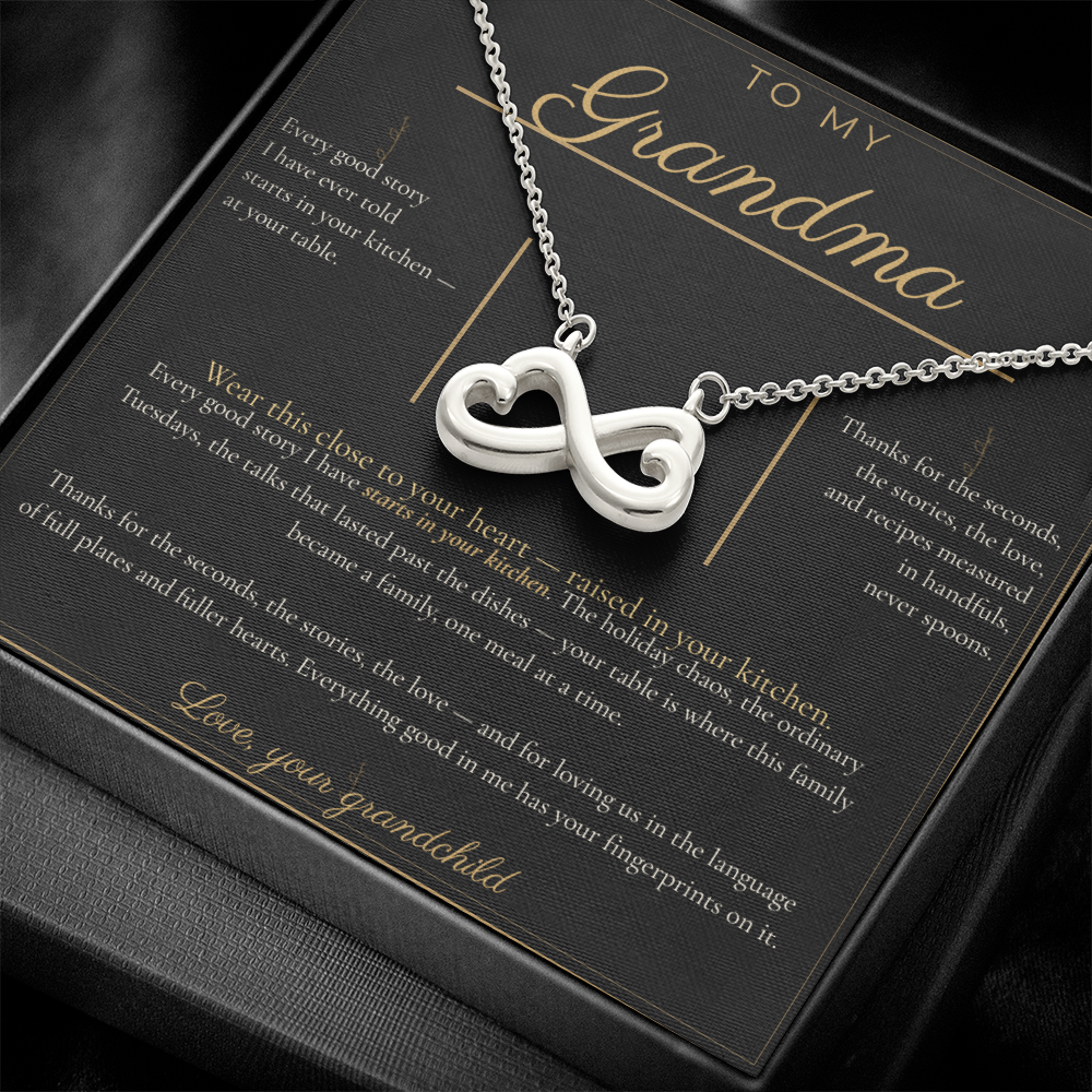 To My Grandma Necklace - Everlasting Love Pendant with Message Card, Funny Christmas Gift for Grandma from Grandkids