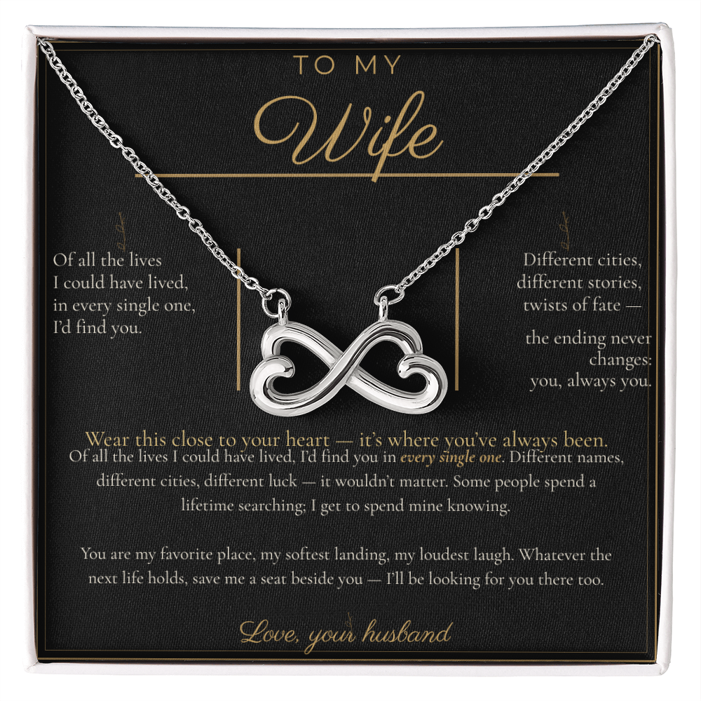 To My Wife Necklace - Everlasting Love Pendant with Message Card, Romantic Christmas Gift for Wife