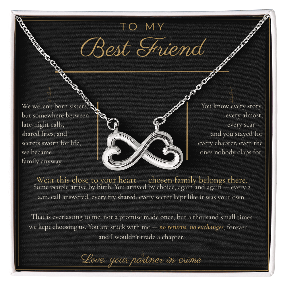 To My Best Friend Necklace - Everlasting Love Pendant with Message Card, Funny Christmas Gift for Best Friend